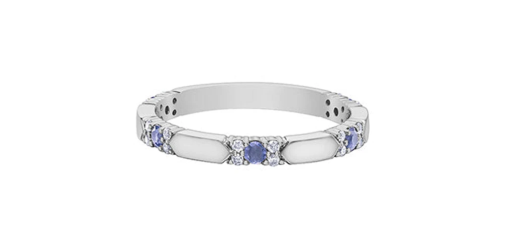 TRACKING - 10K White Gold Tanzanite & Diamond Ring, size 6.5