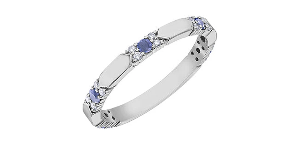TRACKING - 10K White Gold Tanzanite & Diamond Ring, size 6.5