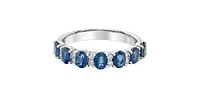 10K White Gold Sapphire & Diamond Ring, size 6.5