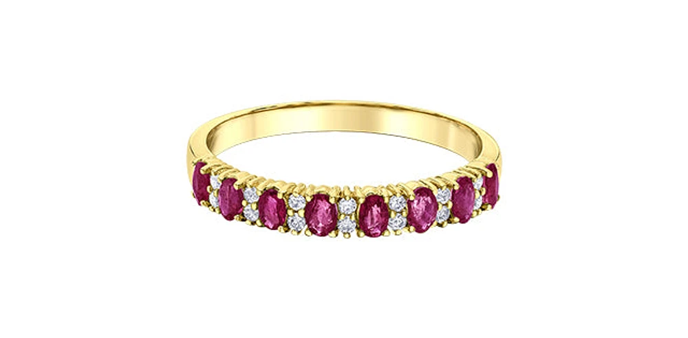 10K Yellow Gold 3x2 mm Ruby and 0.084 cttw Diamond Ring - 4