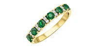 10K Yellow Gold Genuine Emerald & 0.10cttw Diamond Ring