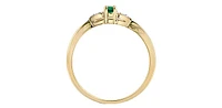 10K Yellow Gold Genuine Emerald and Diamond Ring