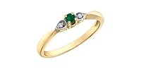 10K Yellow Gold Genuine Emerald and Diamond Ring