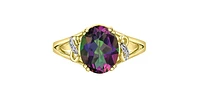 10K Yellow Gold Mystic Topaz & Diamond Ring