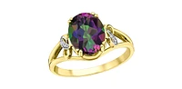 10K Yellow Gold Mystic Topaz & Diamond Ring
