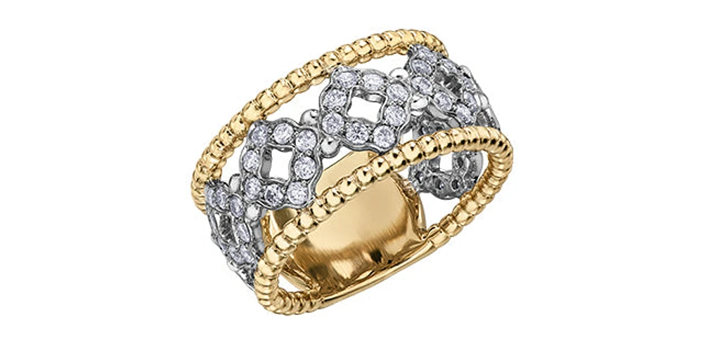 14K Yellow & White Gold 0.85cttw White Diamond Ring