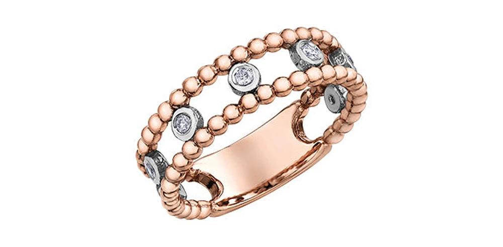10K White & Rose Gold 0.11cttw Diamond Ring
