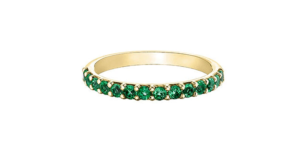 10K Yellow Gold Created Emerald Ring
