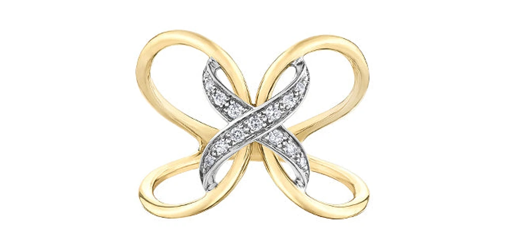 10K Yellow & White Gold 0.09cttw Diamond Ring