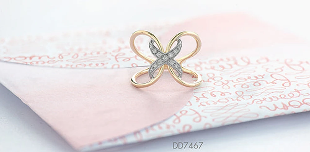 10K Yellow & White Gold 0.09cttw Diamond Ring