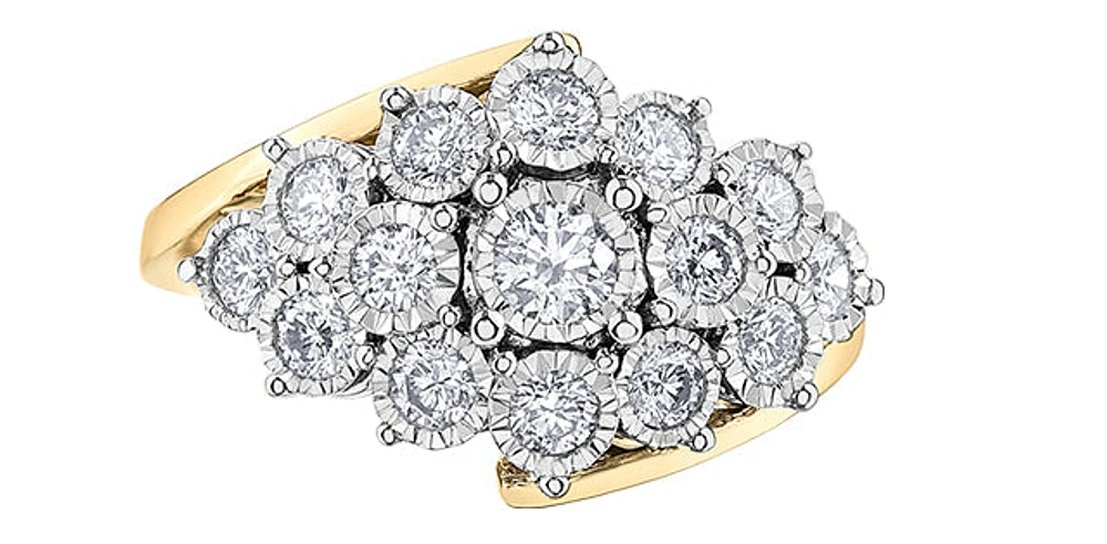 10K Yellow Gold 1.00cttw Diamond Ring - size 6.5