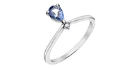 10K White Gold Tanzanite and Diamond Ring - Size 7