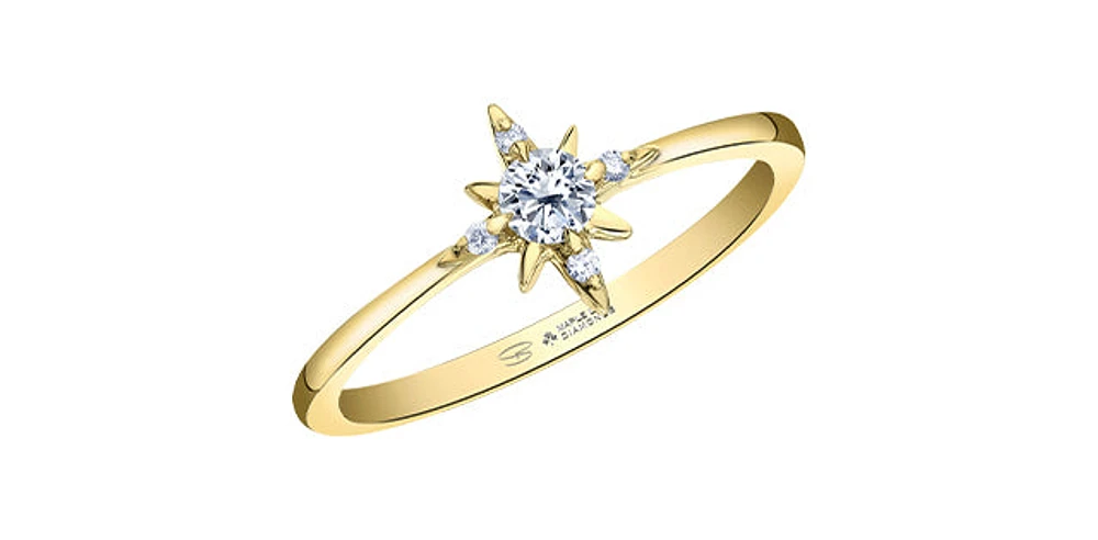 14K Yellow Gold 0.16cttw Canadian Diamond Star Ring