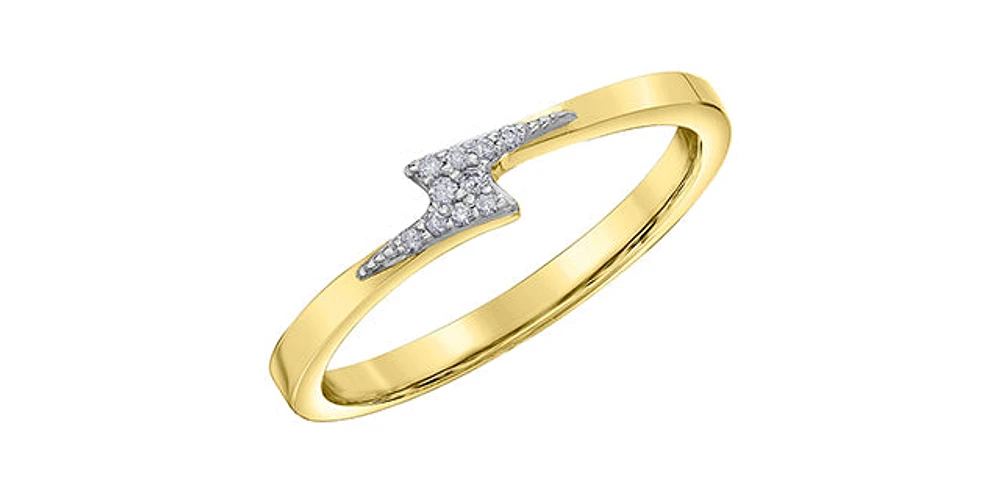 10K Yellow Gold 0.04cttw Diamond Lightning Bolt Ring