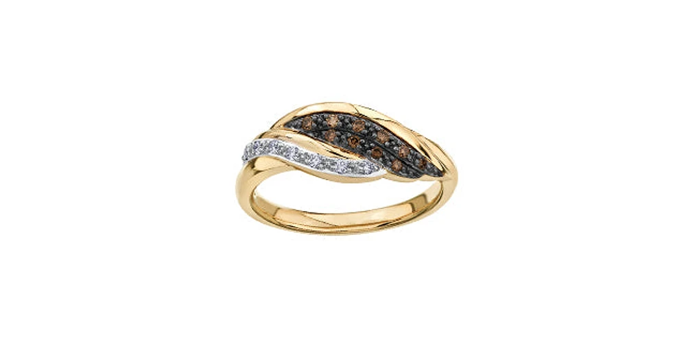 10K Yellow Gold 0.152cttw Brown Diamond Ring