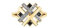 10K Yellow Gold 0.12cttw White & Black Diamond Ring