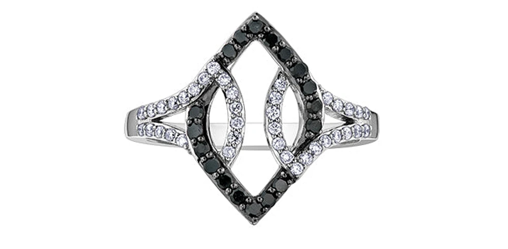 10K White Gold 0.37cttw White & Black Diamond Ring