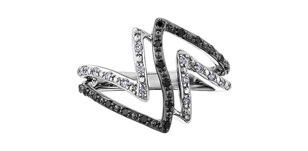 10K White Gold 0.25cttw White & Black Diamond Ring