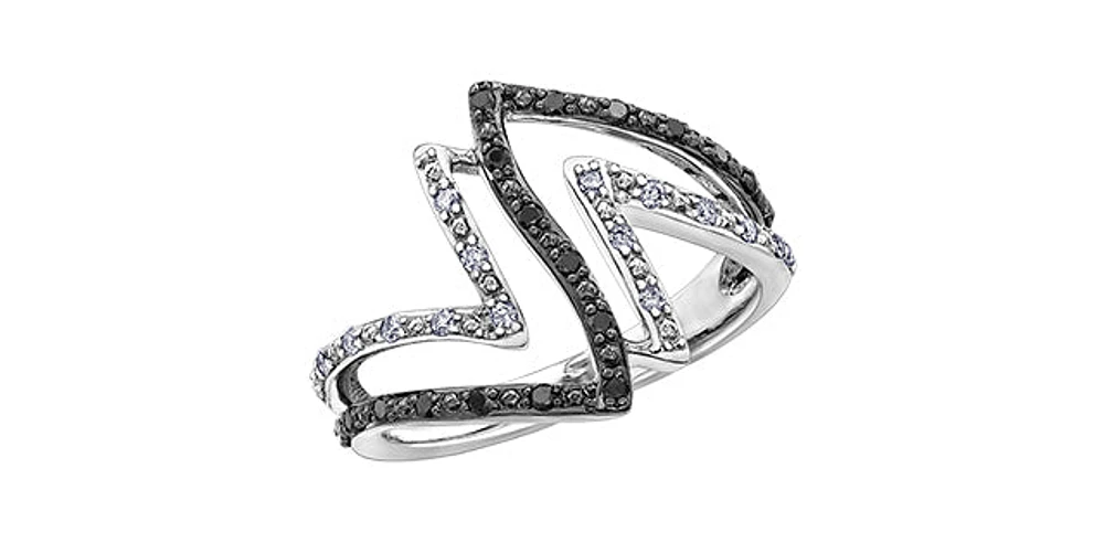 10K White Gold 0.25cttw White & Black Diamond Ring