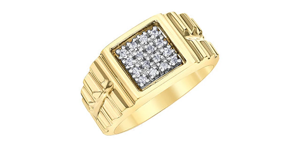 10K Yellow Gold 0.25cttw Diamond Gents Ring, 10 - /