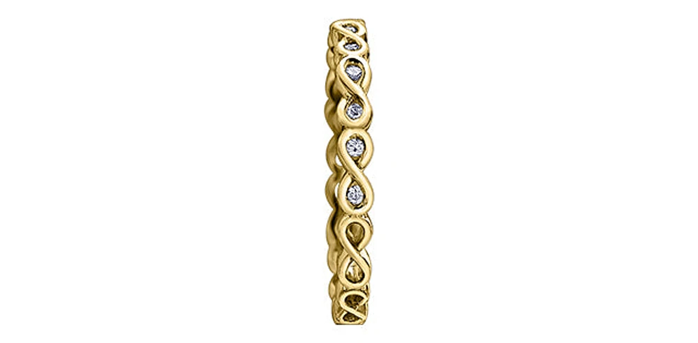 10K Yellow Gold 0.075cttw Diamond Infinity Ring