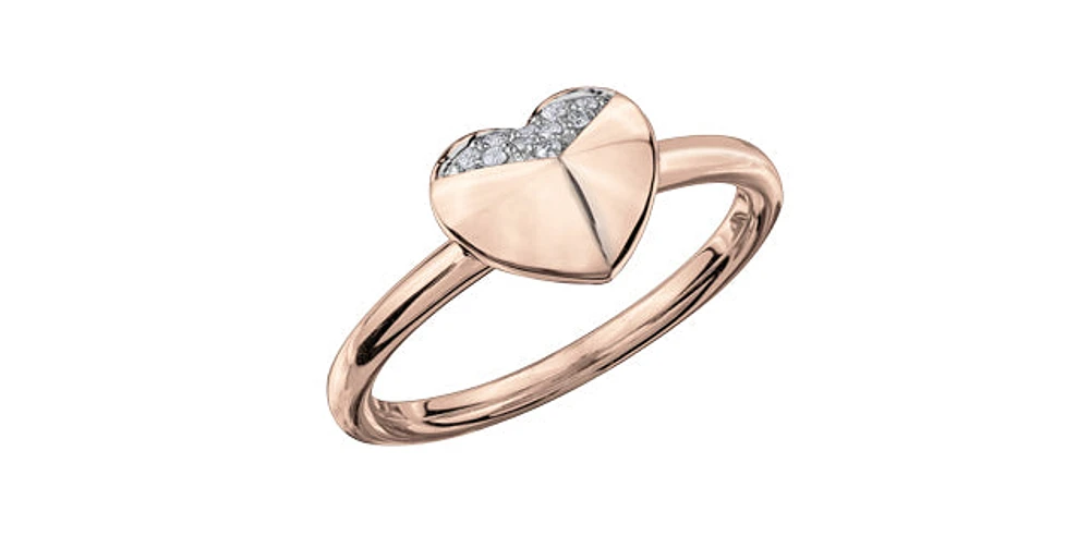 10K Rose Gold 0.05cttw Diamond Heart Ring