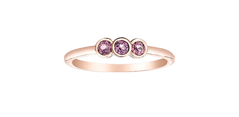 10K Rose Gold 0.30cttw Genuine Rhodalite Garnet Ring, size 6.5