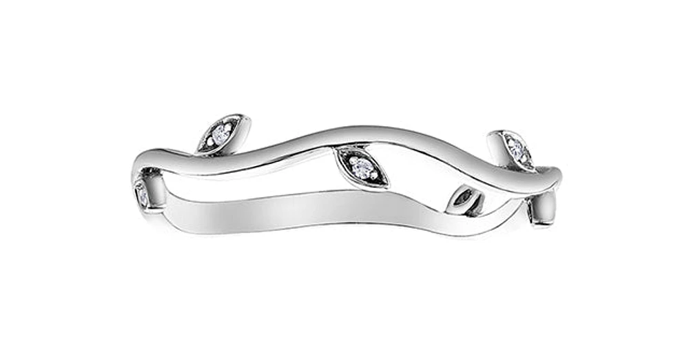 10K White Gold 0.02cttw Diamond Vine Band