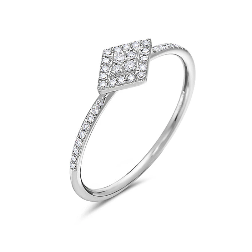 14K White Gold 0.14 cttw Diamond Ring