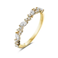 14K Yellow Gold 0.45cttw Round-Cut and Marquise-Cut Diamond Cluster Ring
