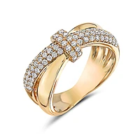 14K Yellow Gold 0.63cttw Diamond Criss-Cross Bow Ring