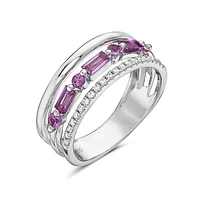 14K White Gold Sapphire & Diamond Ring