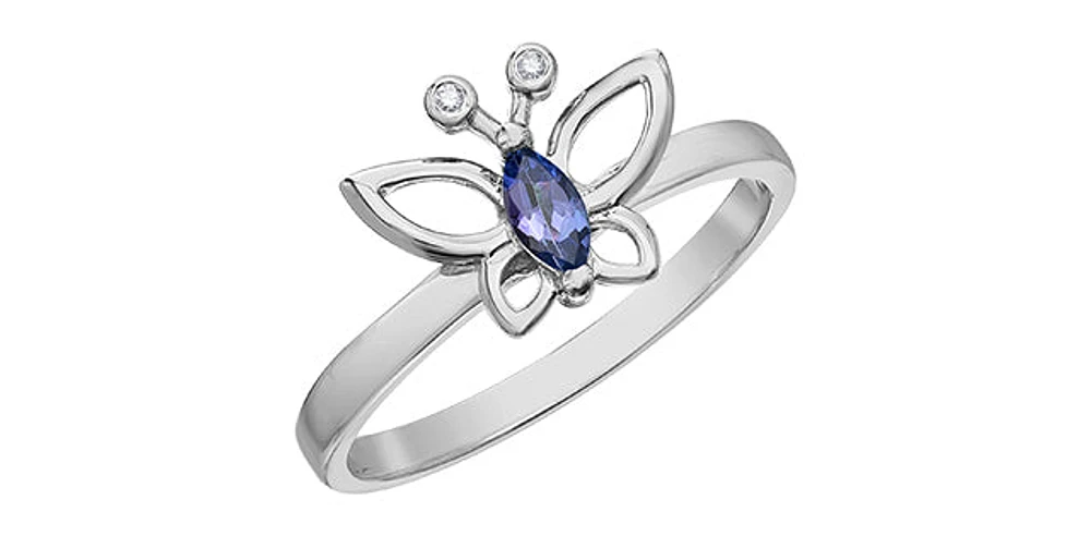 10K White Gold Tanzanite & Diamond Ring