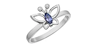 10K White Gold Tanzanite & Diamond Ring