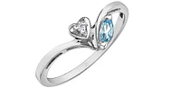 10K White Gold Aquamarine and Diamond Ring