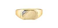 10K Yellow Gold 0.007cttw Diamond Signet Ring for Men, - /