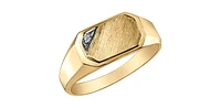 10K Yellow Gold 0.007cttw Diamond Signet Ring for Men, - /