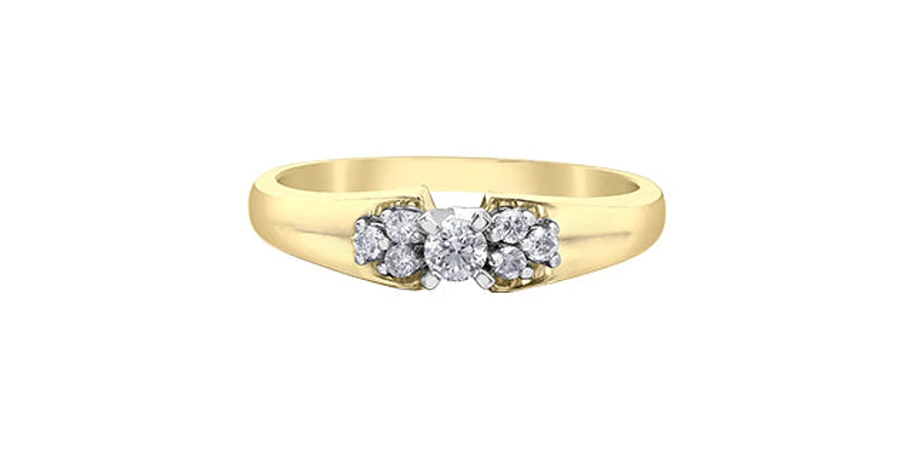 10K Yellow Gold 0.20cttw Canadian Diamond Engagement Ring, 6.5 - / White