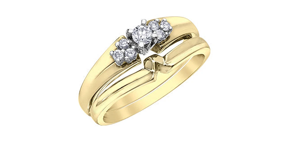 10K Yellow Gold 0.20cttw Canadian Diamond Engagement Ring, 6.5 - / White