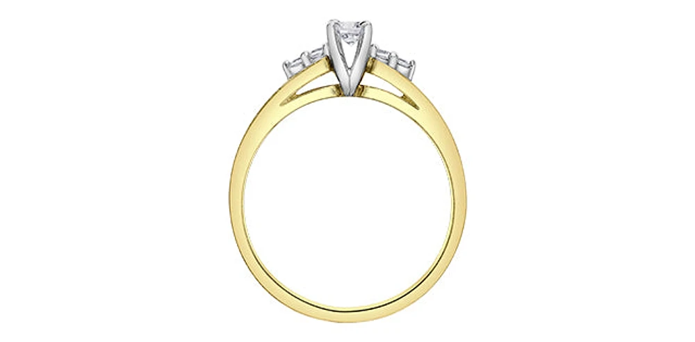 10K Yellow Gold 0.13cttw Canadian Diamond Engagement Ring