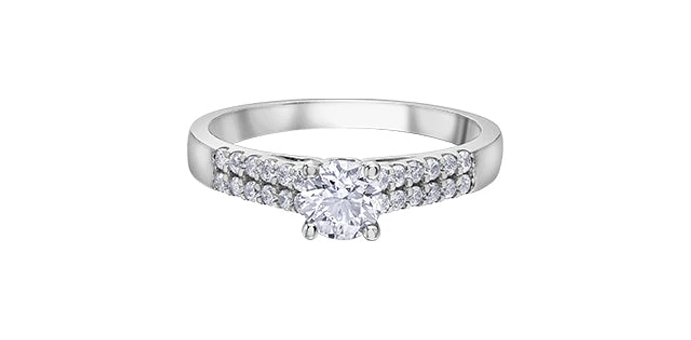14K White Gold 0.75cttw Canadian Diamond Engagement Ring, Size 6.5