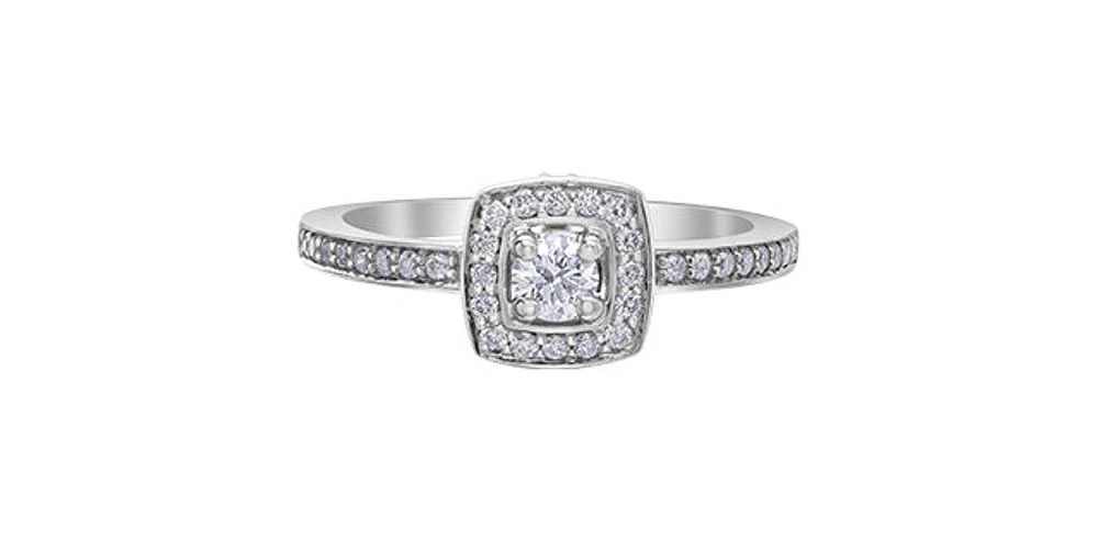 10K White Gold 0.40cttw Canadian Diamond Engagement Ring, Size 6.5