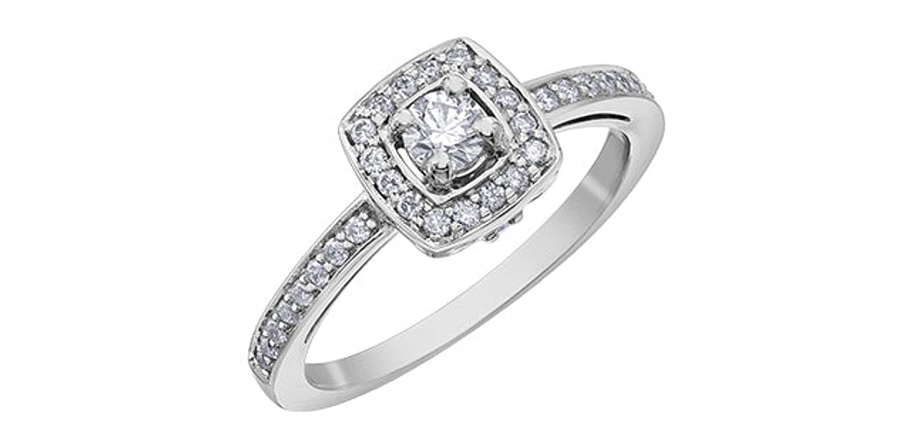 10K White Gold 0.40cttw Canadian Diamond Engagement Ring, Size 6.5