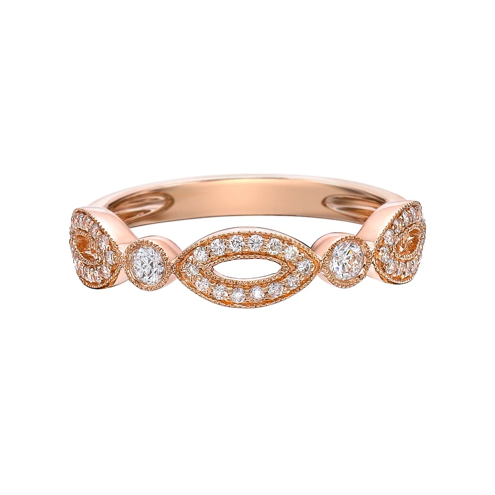 14K Rose Gold 1/4ct twt bezel-set diamond band