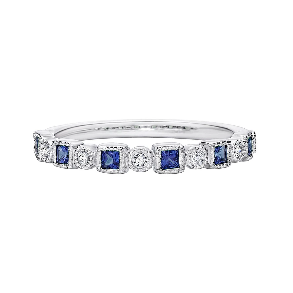 10K White Gold Sapphire & diamond band
