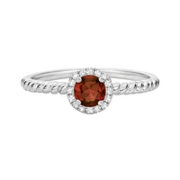 10K White Gold Garnet ring with diamond halo