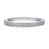 10K White Gold 1/6ct twt prong-set diamond wedding band with edge