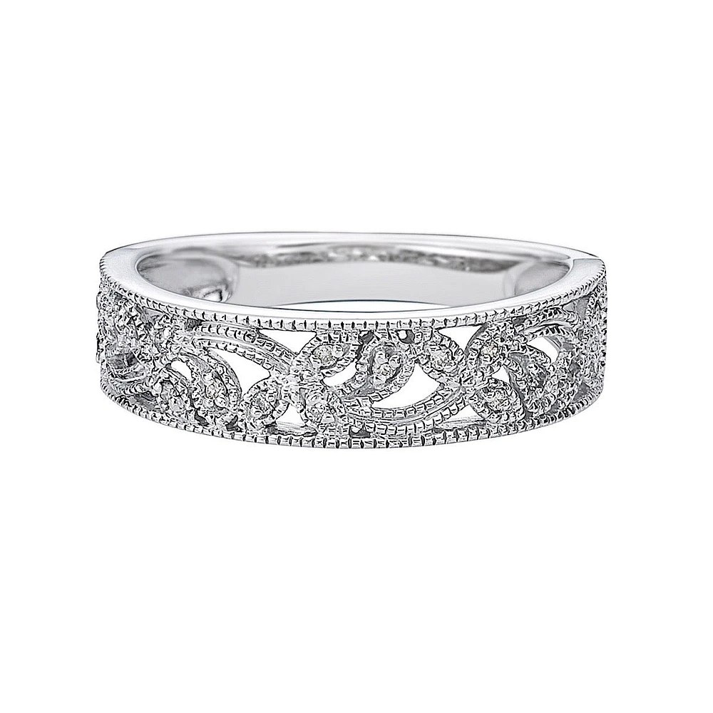 10K White Gold Pave-set diamond wedding band