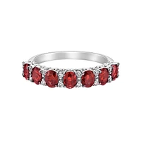 14K White Gold Prong-set Ruby Ring with Diamonds