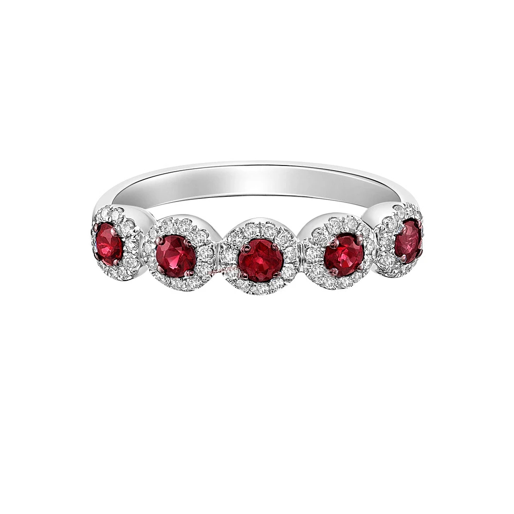 14K White Gold Ruby ring with diamonds